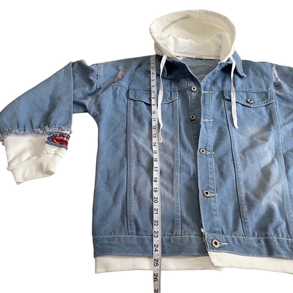 Source Unknown Blue Jean Jacket with Black Spider… - image 7